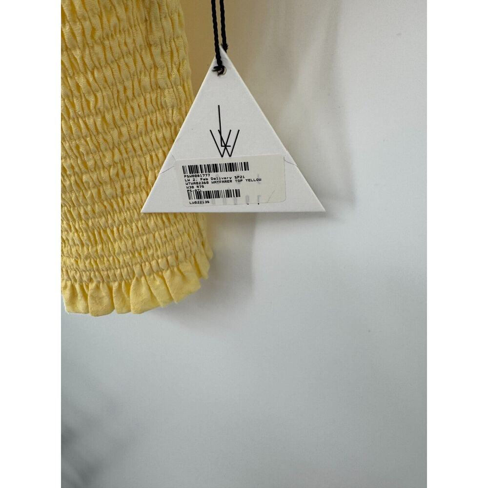 Lost + Wander Womens Top Yellow PS Cropped Smocked Sleeveless Wayfarer Pullover - Picture 4 of 5